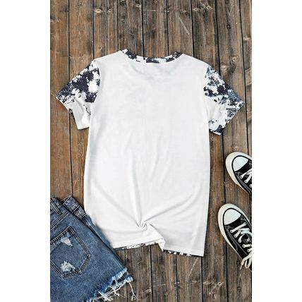 Gray America Slogan Tie Dye Print T Shirt