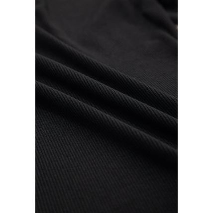 Black Mesh Ruffled Sleeve Slim Fit V Neck Top