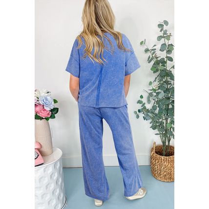 Lilac Floral Patch Exposed Seam Raw Edge Pants Set