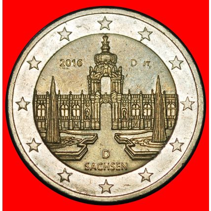 Ⰶ SAXONY: GERMANY ★ 2 EUROS 2016D NON-PHALLIC TYPE! BAVARIA★LOW START★NO RESERVE