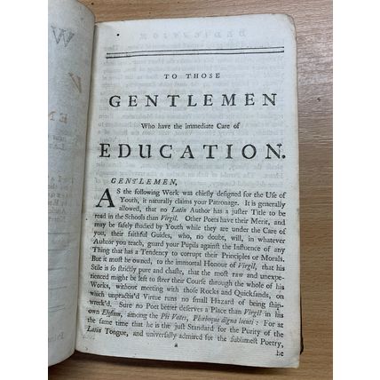 RARE* 1748 The Works Of Virgil 2nd Edition Volume 1 Antique Book (P4)
