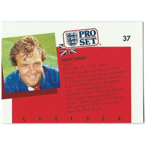 1990/1991 Pro Set Footbal - #37 - Kerry Dixon