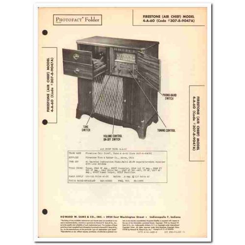 air chief model 4-a-60 9-tube am fm radio phono sams photofact manual