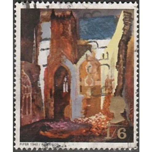 1968 British Paintings, 1/6d Val, Ruins At St Mary la Port. John Piper Fine used