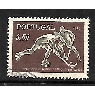 PORTUGAL 1952 WORLD ROLLER SKATING 3e.50 HOCKEY BLACK & BROWN SG1068 FINE USED