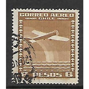CHILE 1934 AIR 6p BROWN NORTHROP ALPHA MONOPLANE SG 249 FINE USED#