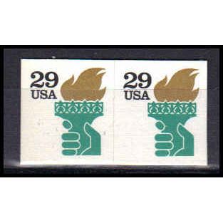 2531A 29c Liberty Torch Fine MNH BPS Hor Pair V4832