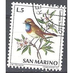 San Marino 1972 Michel 1007 O Cote (2006) 0.10 Euro Oiseau Gorgebleue à miroir