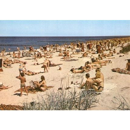Kolobrzeg Plaza Beach Polish Postcard