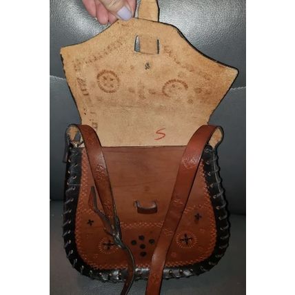 ANTIQUE VINTAGE 70'S LARGE STAMPED LEATHER SADDLE BAG SHOULDER PURSE BEAUTIFUL