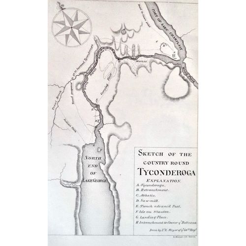 Antique 1884 Meisel Map Ticonderoga Fort Area American History War Print Orig