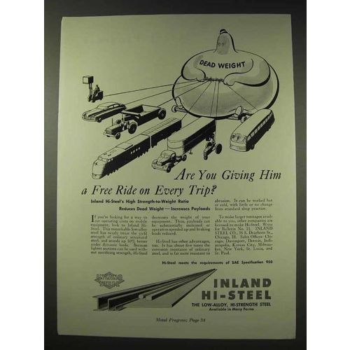 1948 In land Hi-Steel Ad - Giving Him a Free Ride?