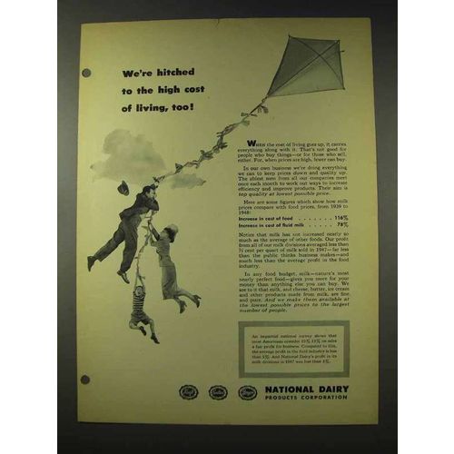 1948 National Dairy Ad - We're Hitched to the High Cost