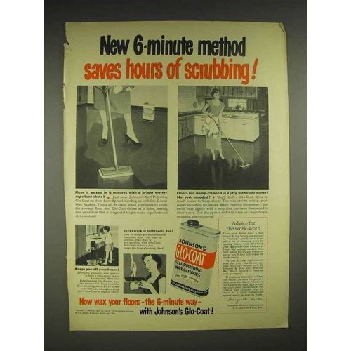 1951 Johnson's Glo-Coat Wax Ad - Saves Scrubbing