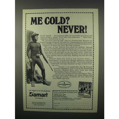 1982 Damart Underwear Ad - Me Cold? Never!