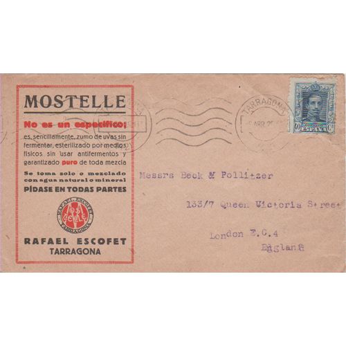 Spain 1924 Rafael Escofet Company cover to London see others