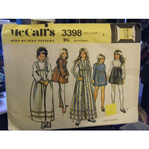 Vintage McCall's 3398 Girl's Dresses in 2 Lengths Pattern - Size 8