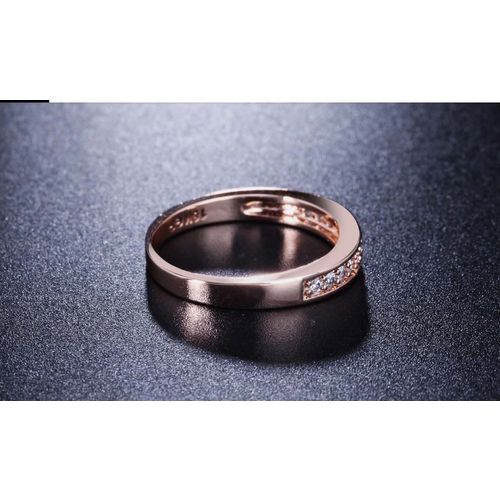 Genvieve Wedding Band 18K Rose Gold AAA CZ Size 7.75