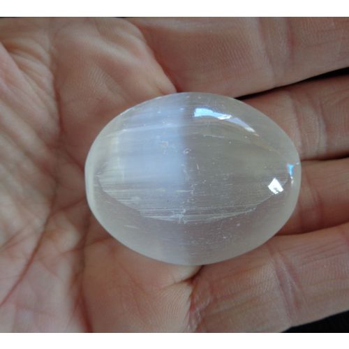 C Selenite Palm Stone Touch Gemstone Crystal Metaphysical Meditation Spiritual