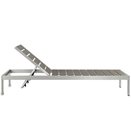 Outdoor Patio Aluminum Recliner Chaise Sun Lounger Chair Seating Silver Gray