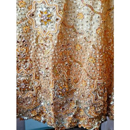 INDIAN WEDDING BRIDAL ORANGE & MUSTARD LEHENGA CHOLI (M) UK 10 £650 BNWT
