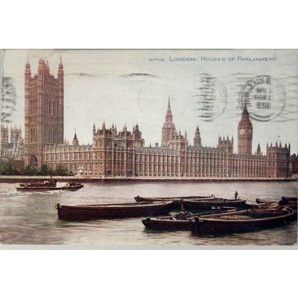 PHOTOCHROM POSTCARD LONDON THE HOUSES OF PARLIAMENT 1928 - 233