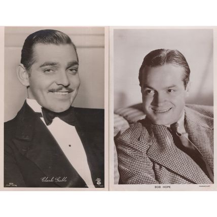 Bob Hope Clark Gable 2x Real Photo Hollywood Vintage Postcard s