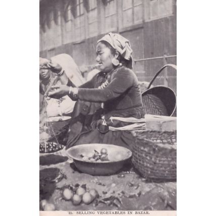 Indian Markets Selling Vegetables Photo Bazar Antique Postcard