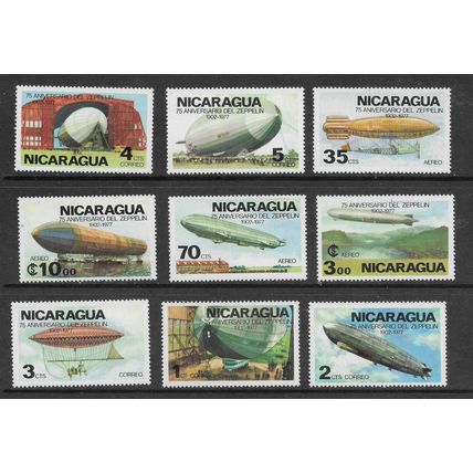 NICARAGUA 1977 ZEPPELIN SG 2104 / 2112 SET 9 VALS U/M MINT #3