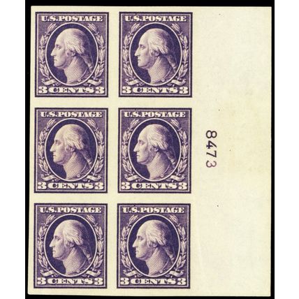 484, Mint XF LH 3¢ Plate Block of Six - A BEAUTY! .. Stuart Katz