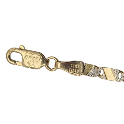 Fancy Mirror Valentino Multi Tone 7 In Ladies chain Bracelet New Real 14K Gold