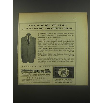1956 J. Press Clothes Ad - Wash, hang dry and wear