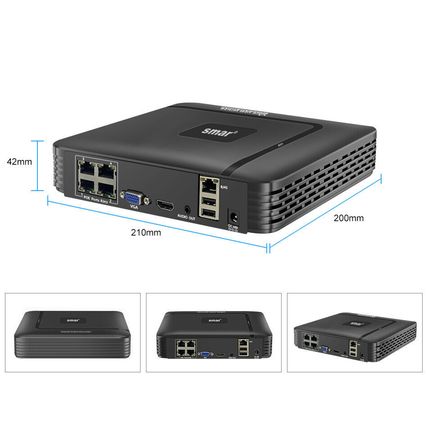 XMEYE POE NVR Video Recorder Audio Security Surveillance Camera H.265 4CH 8CH 4K