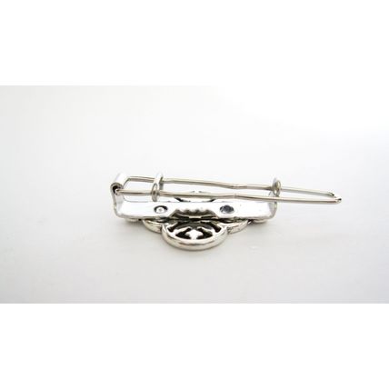 Extra tiny small silver metal floral shape hair pin clip barrette (set of two)