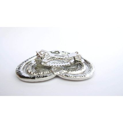 Small/medium silver heart crystal hair pin clip barrette for fine thin hair
