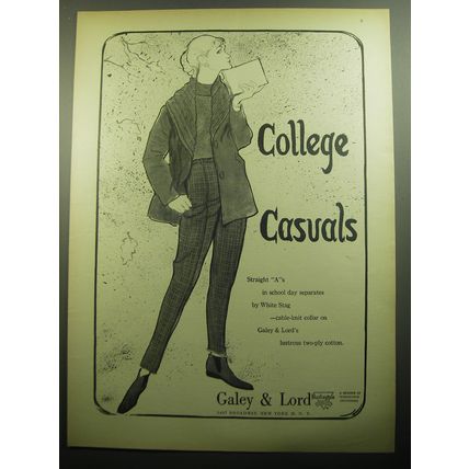 1958 Galey & Lord White Stag Separates Ad - College Casuals
