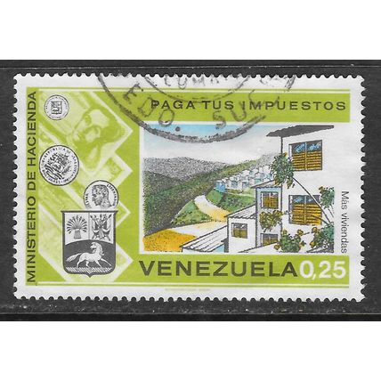 VENEZUELA 1974 TAX PAYING CAMPAIGN HOUSING MONEY COINS NOTES 0.25b USED