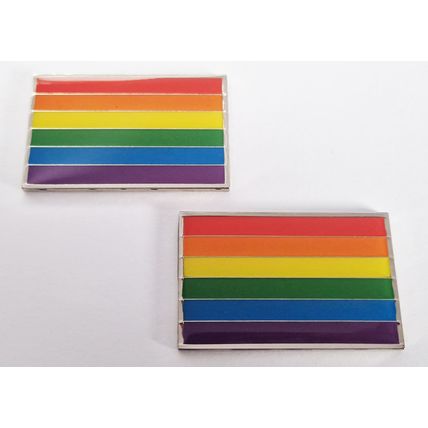 2x LGBTQ+ LGBT Gay Pride Rainbow Flag Chrome Metal Badges Emblem