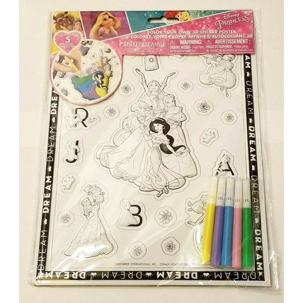 Disney Princes Color Your Own 3D Sticker Poster