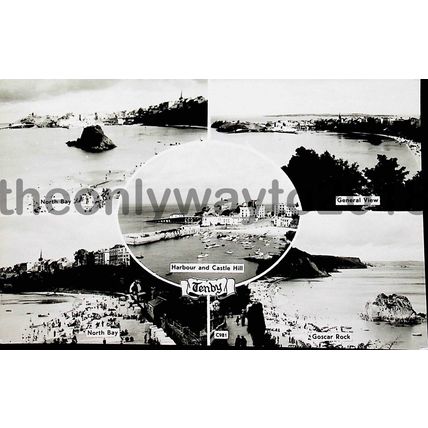 5 Scenes, Tenby, Wales, Postcard