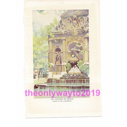 Fontaine de Medicis, Gdn of Luxembourg, Paris, France, Book Illustration, c1918