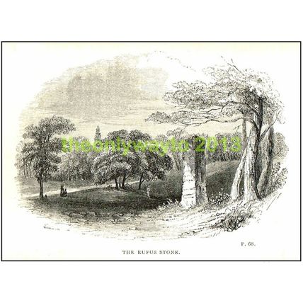 Rufus Stone in c1835, New Forest, England, c1847, MODERN REPRODUCTION