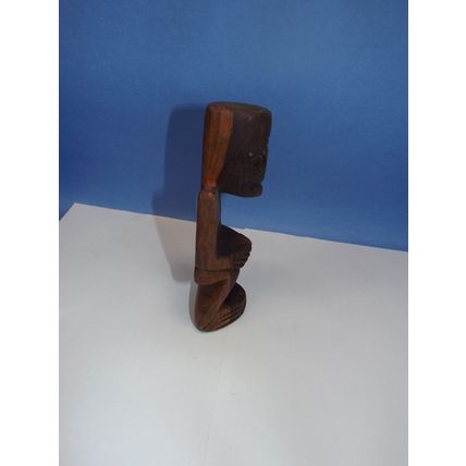 Handmade Carved Wooden 2 Tone Wood Sculptures of Dominican Shaman For Good Luck