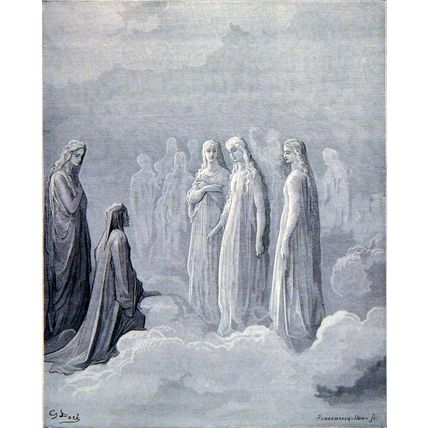 DANTE AND THE SPIRITS OF THE MOON 1885 Gustave Doré ANTIQUE ENGRAVING