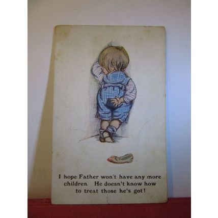 SMACKED BOTTOM, DAD , unused antique postcard by W. e. Mack of London humour =