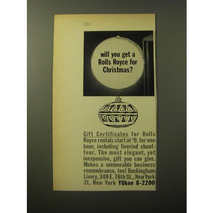 1960 Buckingham Livery Ad - Will you get a Rolls Royce for Christmas?