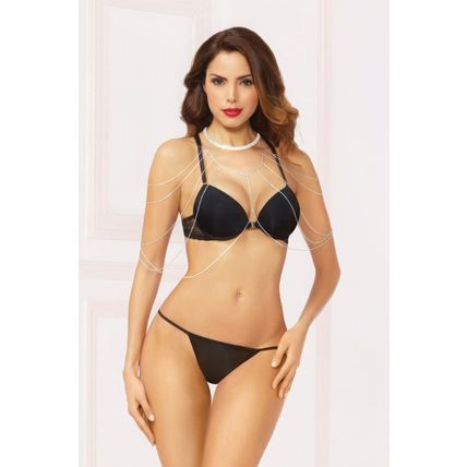 Rhinestone And Silver Draped Body Chain