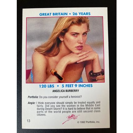 Portfolio '92 International Swimsuit Base trading card # 13 Angelica (A)