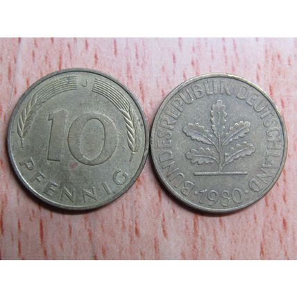 1980j 10 Pfennig Germany Coin