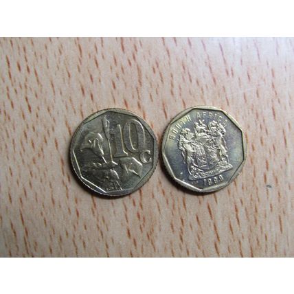 South Africa 1999 10 Cents Coin